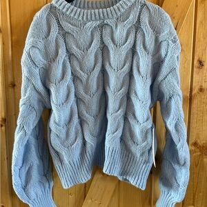 Woven Heart Blue Cable Knit Sweater